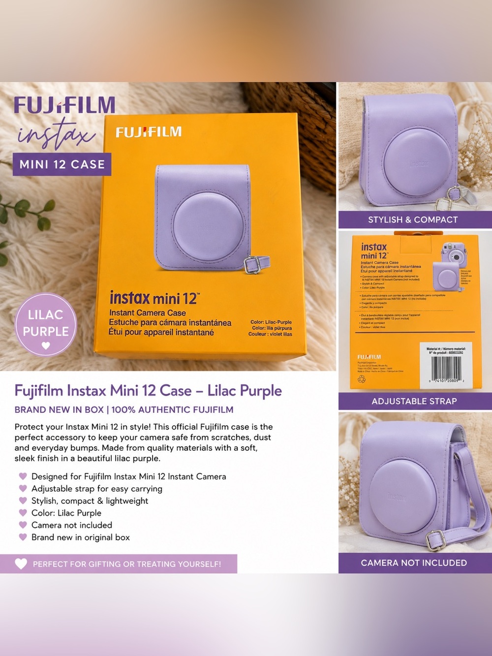 Fujifilm Instax Mini 12 Camera Case | Lilac Purple | Brand New